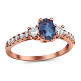 Three Stone Oval Natural Stone Trellis Ring