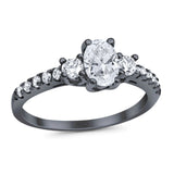 Three Stone Oval Natural Stone Trellis Ring