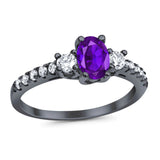 Three Stone Oval Natural Stone Trellis Ring