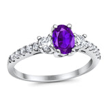 Three Stone Oval Natural Stone Trellis Ring