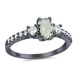 Three Stone Oval Natural Stone Trellis Ring