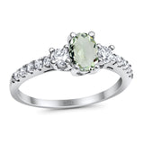 Three Stone Oval Natural Stone Trellis Ring