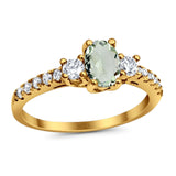 Three Stone Oval Natural Stone Trellis Ring