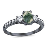 Three Stone Oval Natural Stone Trellis Ring