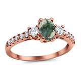 Three Stone Oval Natural Stone Trellis Ring