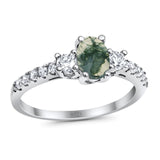 Three Stone Oval Natural Stone Trellis Ring