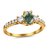 Three Stone Oval Natural Stone Trellis Ring