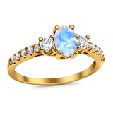 Three Stone Oval Natural Stone Trellis Ring