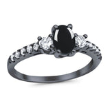 Three Stone Oval Natural Stone Trellis Ring