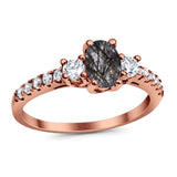 Three Stone Oval Natural Stone Trellis Ring