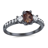 Three Stone Oval Natural Stone Trellis Ring