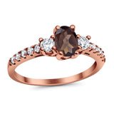 Three Stone Oval Natural Stone Trellis Ring