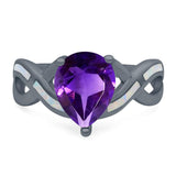 Pear Teardrop Natural Stone Infinity Ring