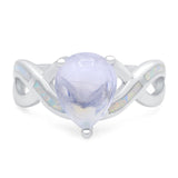 Pear Teardrop Natural Moonstone Infinity Twisted Ring 925 Sterling Silver