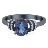 Art Deco Oval Natural Stone Wedding Ring