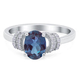 Art Deco Oval Lab Alexandrite Wedding Ring 925 Sterling Silver