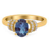 Art Deco Oval Natural Stone Wedding Ring