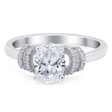 Art Deco Oval Moissanite Wedding Ring 925 Sterling Silver