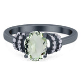 Art Deco Oval Natural Stone Wedding Ring