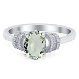 Art Deco Oval Natural Stone Wedding Ring