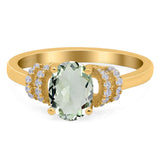 Art Deco Oval Natural Stone Wedding Ring