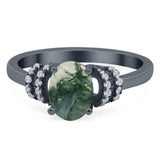 Art Deco Oval Natural Stone Wedding Ring