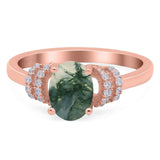 Art Deco Oval Natural Stone Wedding Ring