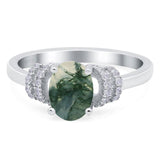 Art Deco Oval Natural Stone Wedding Ring