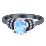 Art Deco Oval Natural Stone Wedding Ring