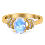 Art Deco Oval Natural Stone Wedding Ring