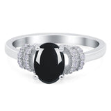 Art Deco Oval Natural Stone Wedding Ring