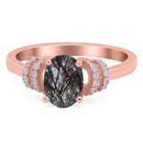 Art Deco Oval Natural Stone Wedding Ring