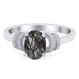 Art Deco Oval Natural Stone Wedding Ring