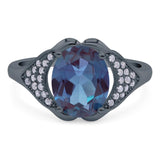 Oval Natural Stone Cluster Wedding Ring