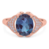 Oval Natural Stone Cluster Wedding Ring