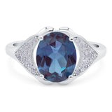 Oval Natural Stone Cluster Wedding Ring