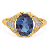 Oval Natural Stone Cluster Wedding Ring