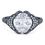 Oval Natural Stone Cluster Wedding Ring