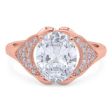 Oval Natural Stone Cluster Wedding Ring