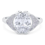 Oval Moissanite Cluster Wedding Ring 925 Sterling Silver
