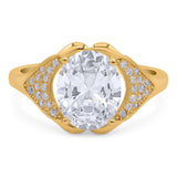 Oval Natural Stone Cluster Wedding Ring