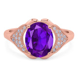 Oval Natural Stone Cluster Wedding Ring