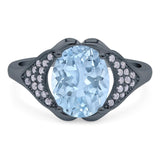 Oval Natural Stone Cluster Wedding Ring