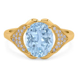 Oval Natural Stone Cluster Wedding Ring