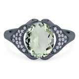 Oval Natural Stone Cluster Wedding Ring