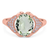 Oval Natural Stone Cluster Wedding Ring