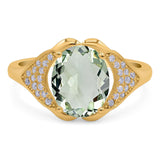 Oval Natural Stone Cluster Wedding Ring