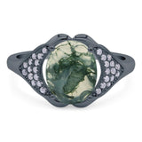 Oval Natural Stone Cluster Wedding Ring