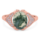 Oval Natural Stone Cluster Wedding Ring