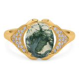 Oval Natural Stone Cluster Wedding Ring